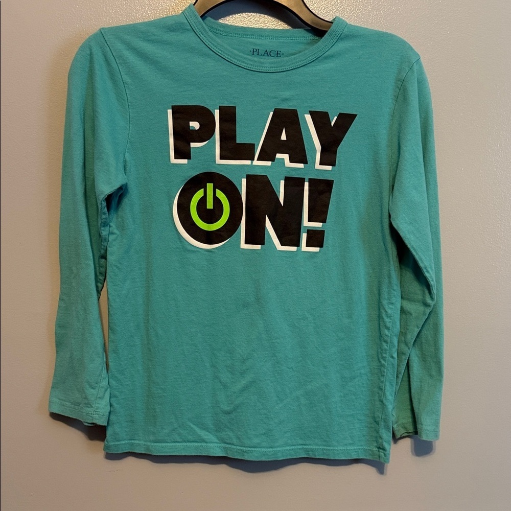 The Children's Place Aqua Long Sleeve 'Play On!' Tee